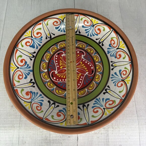CERAMICA EL TITI Spain Bright FLORAL Hand Painted Large Wall Hanging Plate - Picture 6 of 15